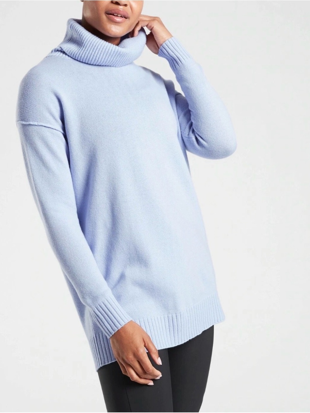 Athleta Bayshore Turtleneck Tunic Sweater NWT Wool Cashmere Merry Peri Blue M